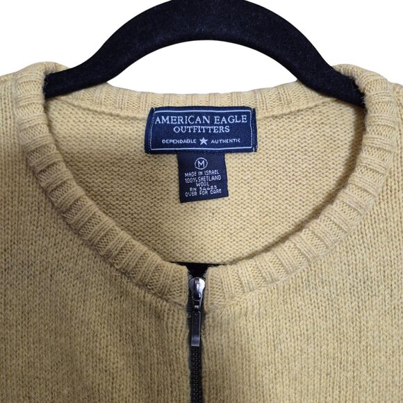 Vintage American Eagle Sweater Womens Size M Shetland Wool Full Zip Fair Isle - Picture 4 of 6